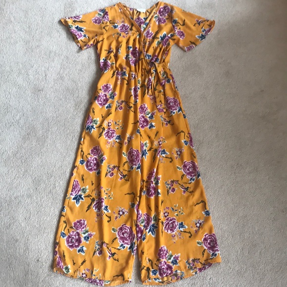 Pants - 2 FOR $25!Yellow Floral Tied Jumpsuit